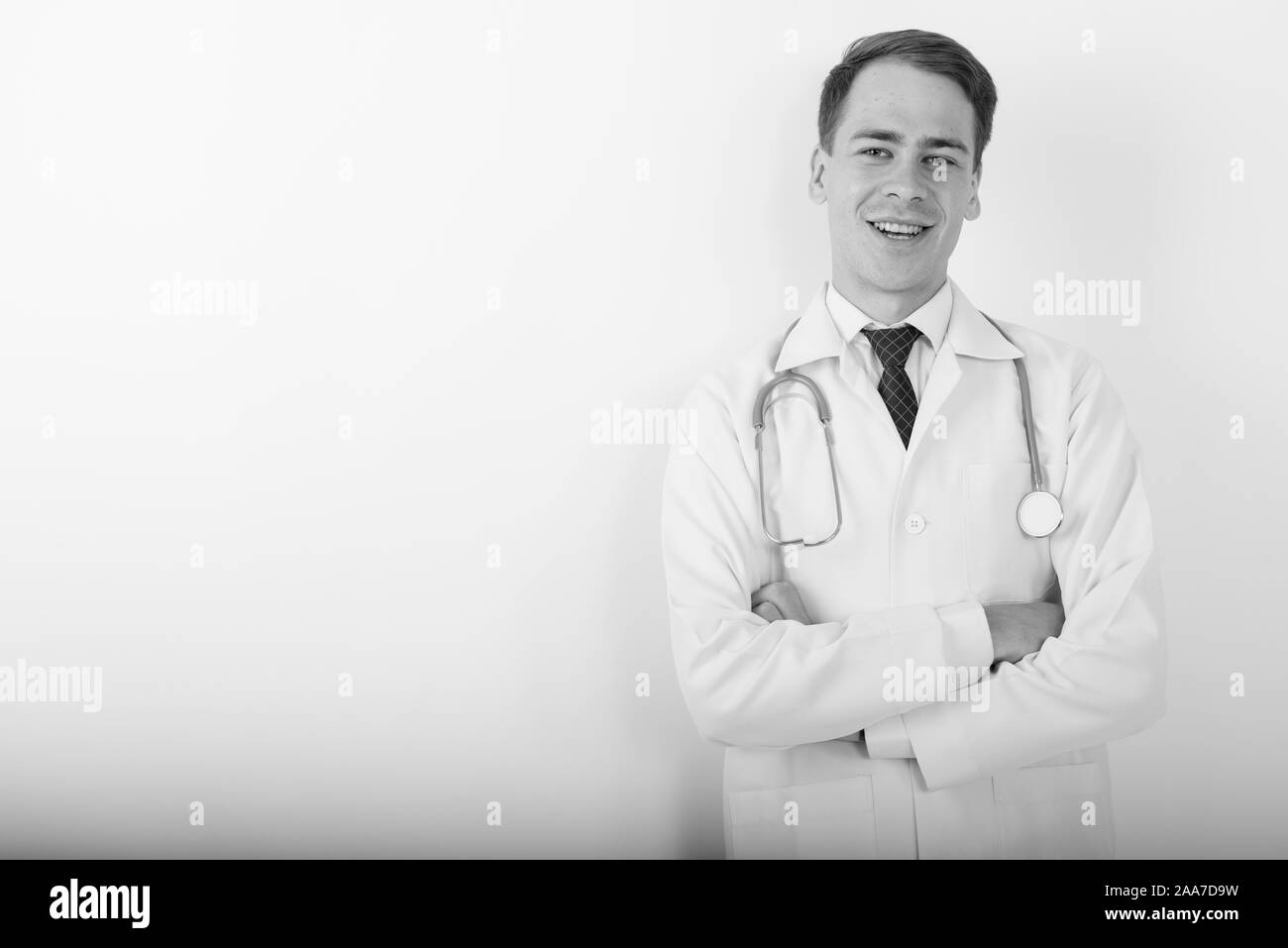 Young confident doctor in white Black and White Stock Photos & Images ...