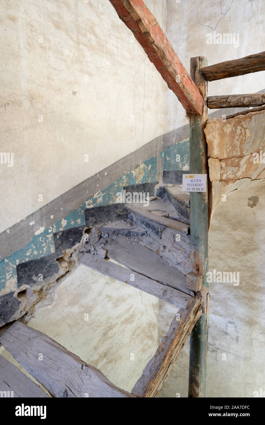 Old Rotten, Dangerous & Ruined Stairs or Staircase Stock Photo
