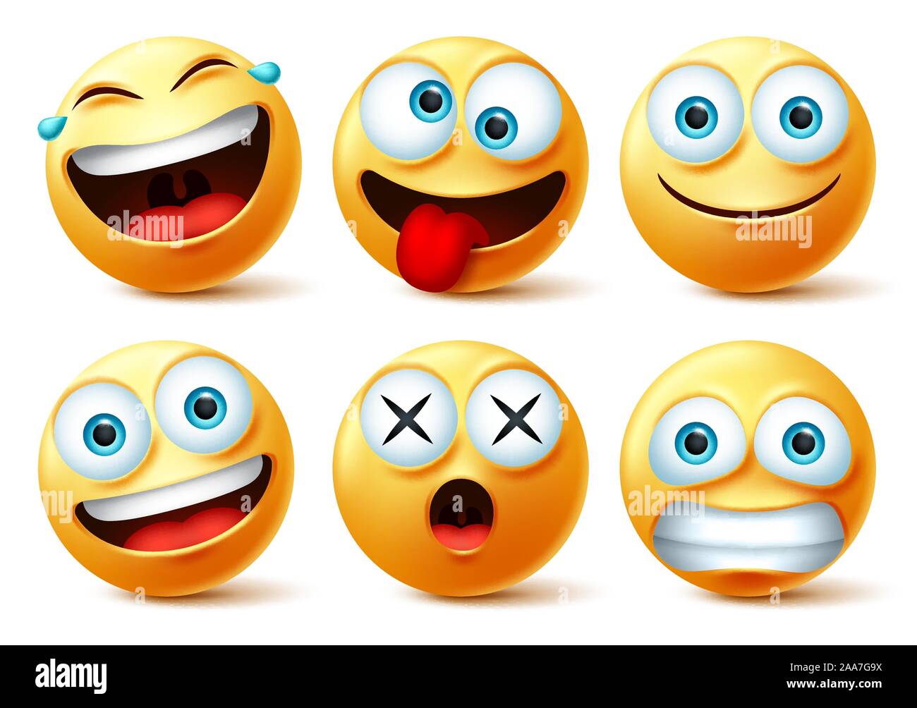 Smileys emoji and emoticon faces vector set. Smiley emojis or emoticons ...
