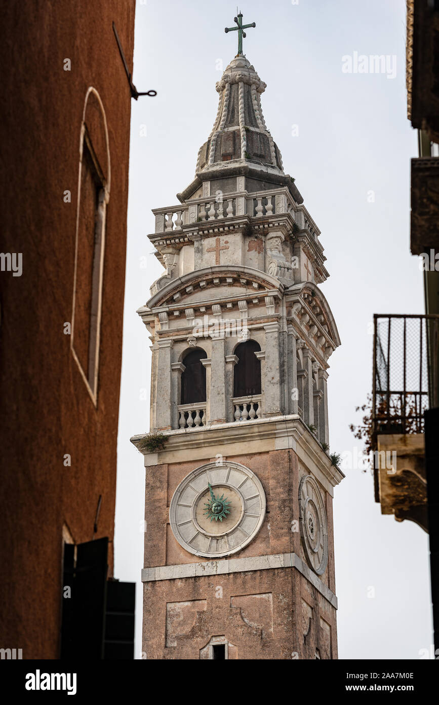 Venice, bell tower of the Church of Santa Maria Formosa, 1492, UNESCO world heritage site, Veneto, Italy, Europe Stock Photo