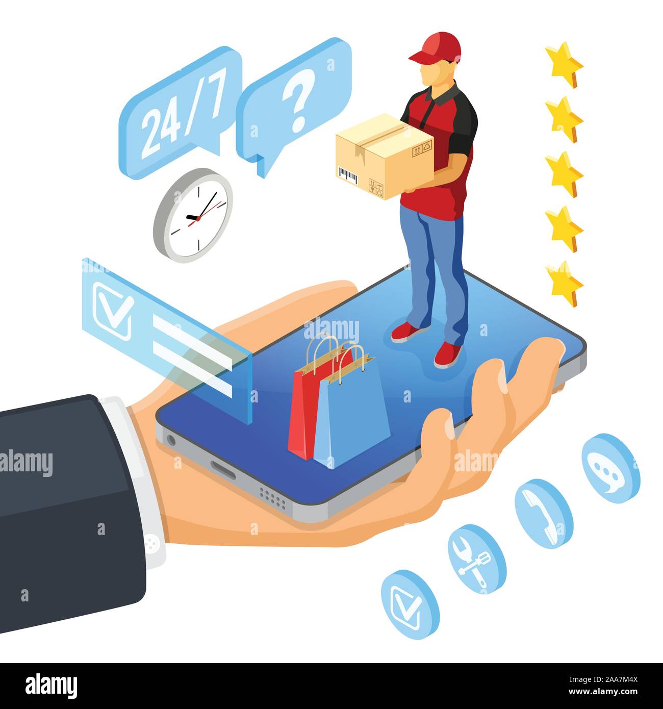 Isometric Internet Shopping Delivery and Logistics Stock Vector Image ...