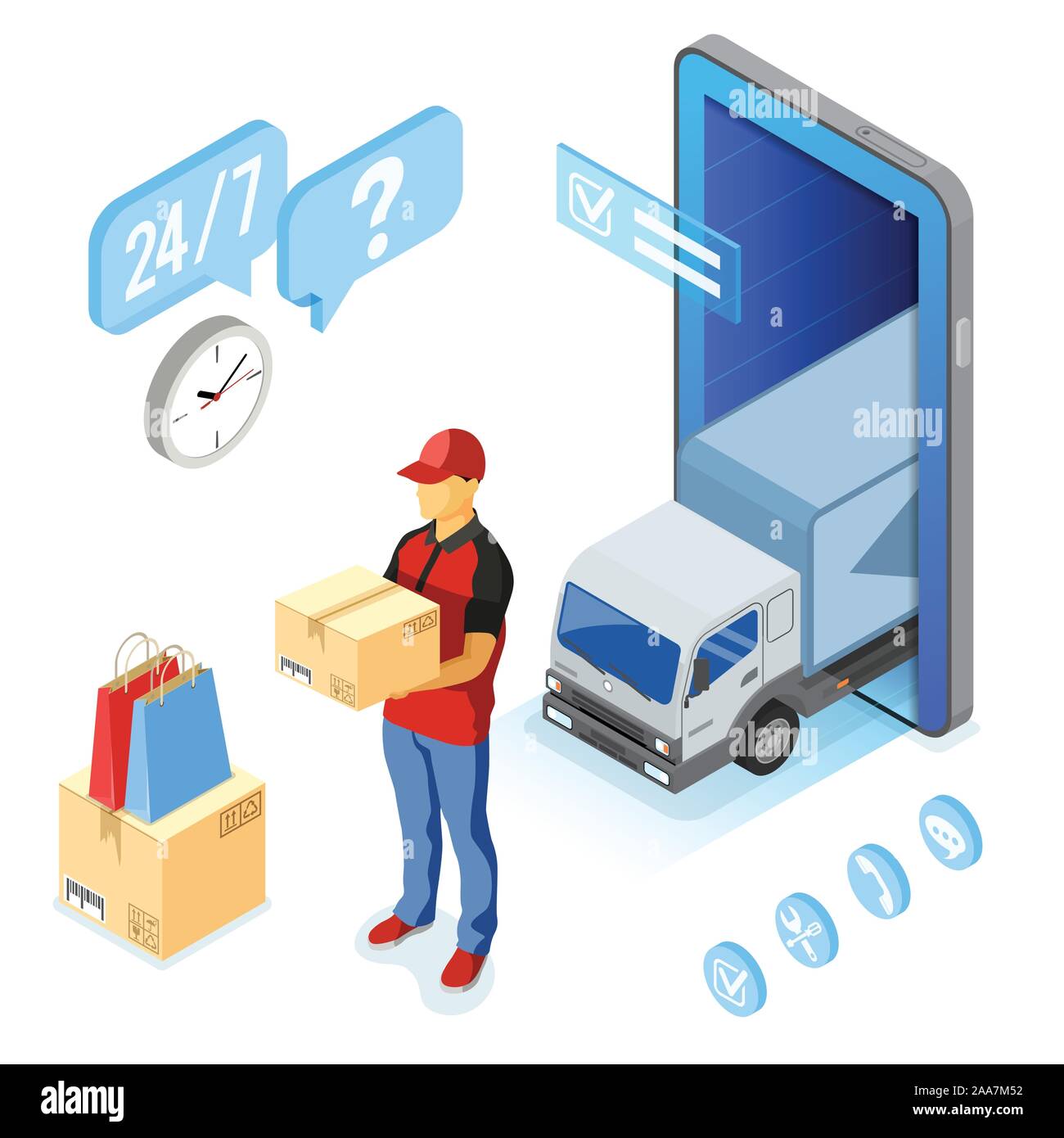Isometric Internet Shopping Delivery and Logistics Stock Vector Image ...