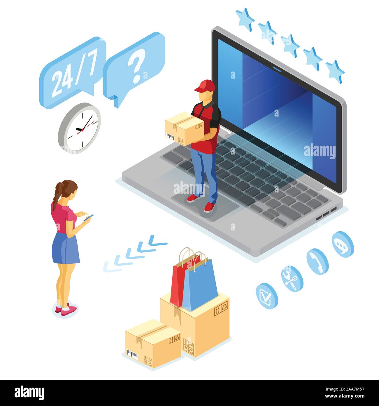 Isometric Internet Shopping Delivery and Logistics Stock Vector Image ...