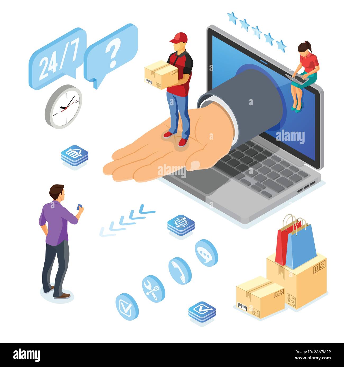 Isometric Internet Shopping Delivery and Logistics Stock Vector Image ...