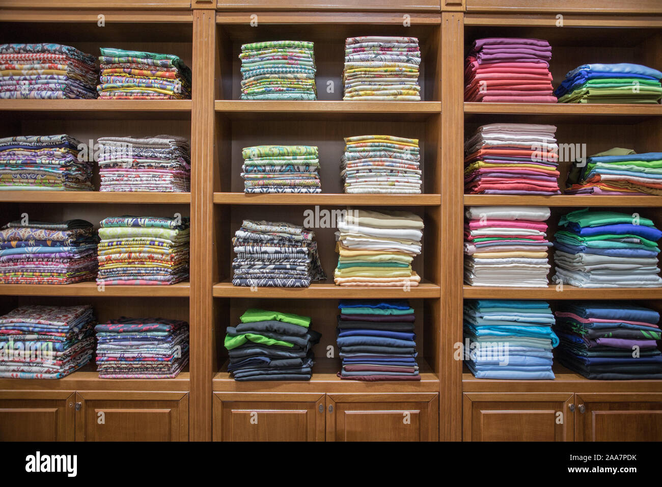 bukhara brilliant silk shop and factory uzbekistan Stock Photo