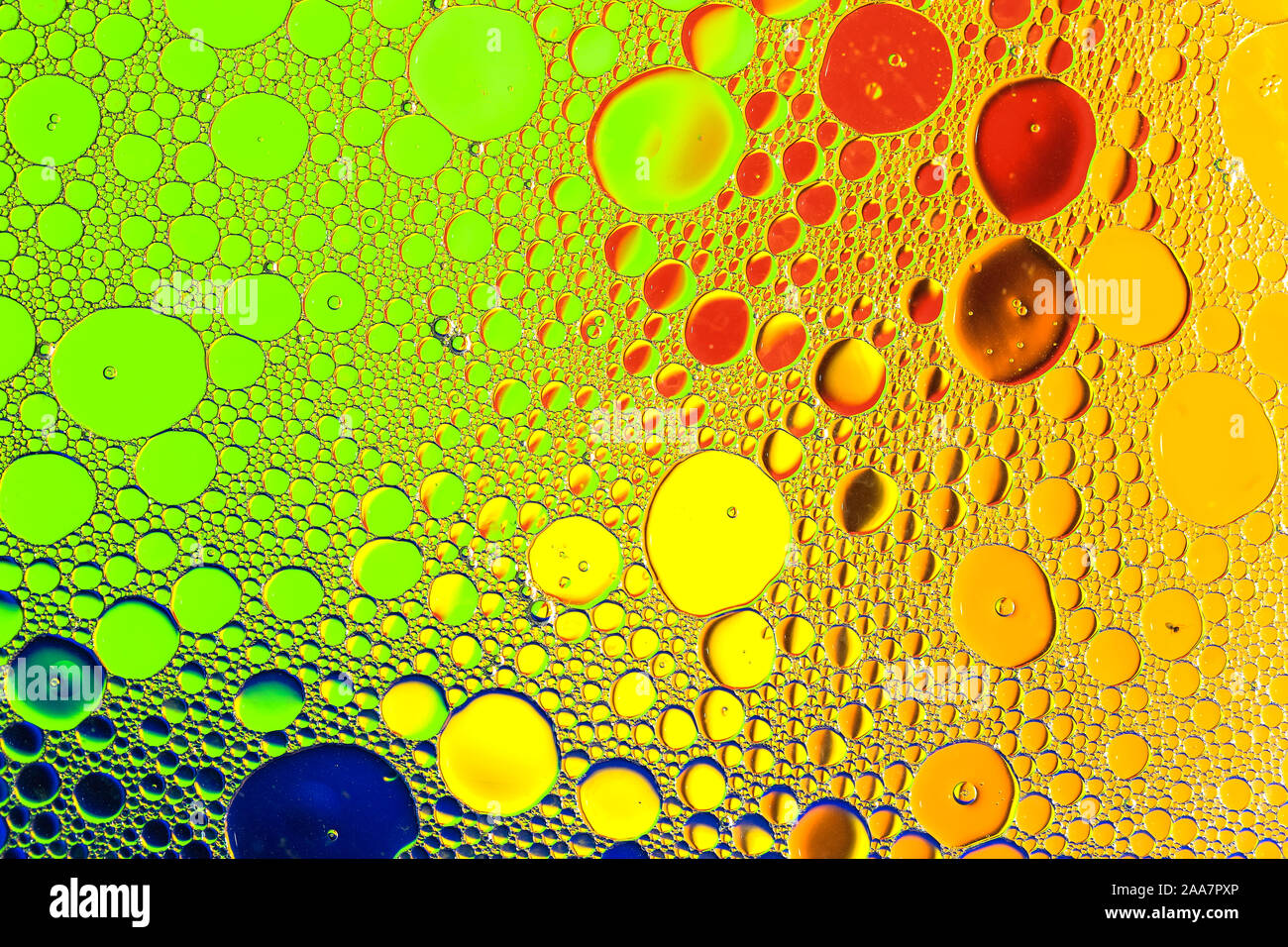 Oil and water with color background creating dreamy smooth diffraction