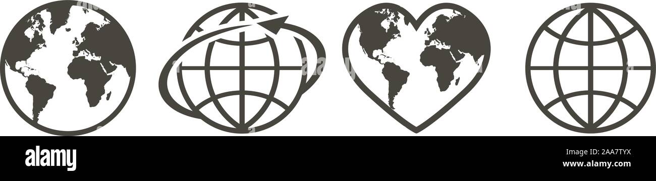 Set of earth globe icons in linear design on a white background ...