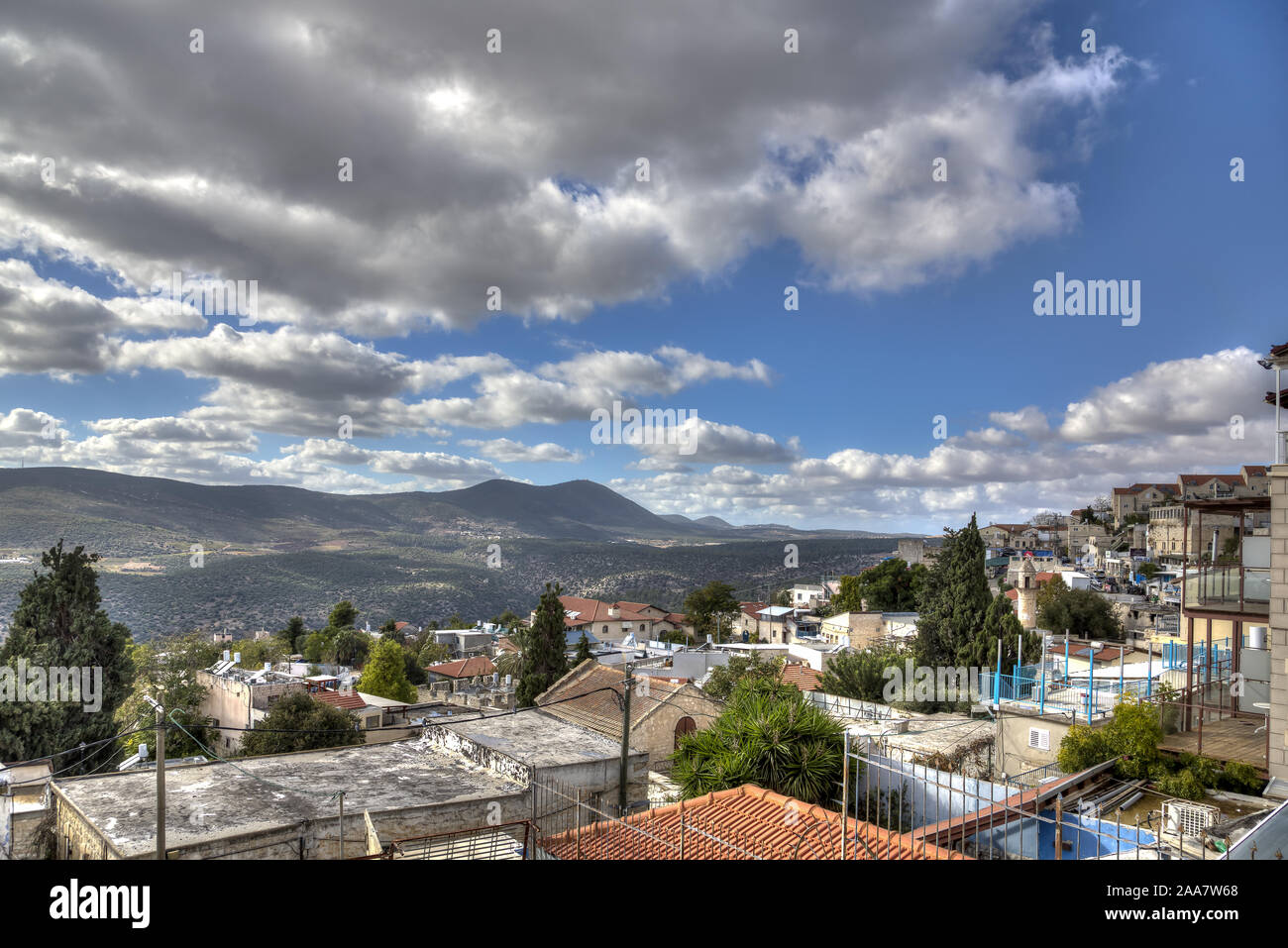 view of mount Meron from the Holy city of safed Israel (tzfat) Stock Photo