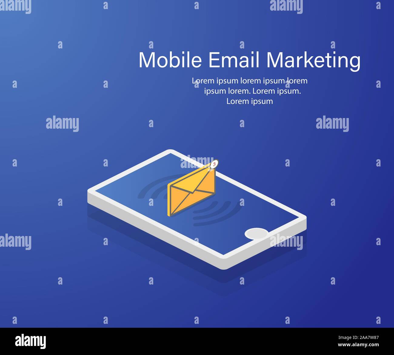 Isometric phone. Email mobile marketing. Isometric design. Vector ...