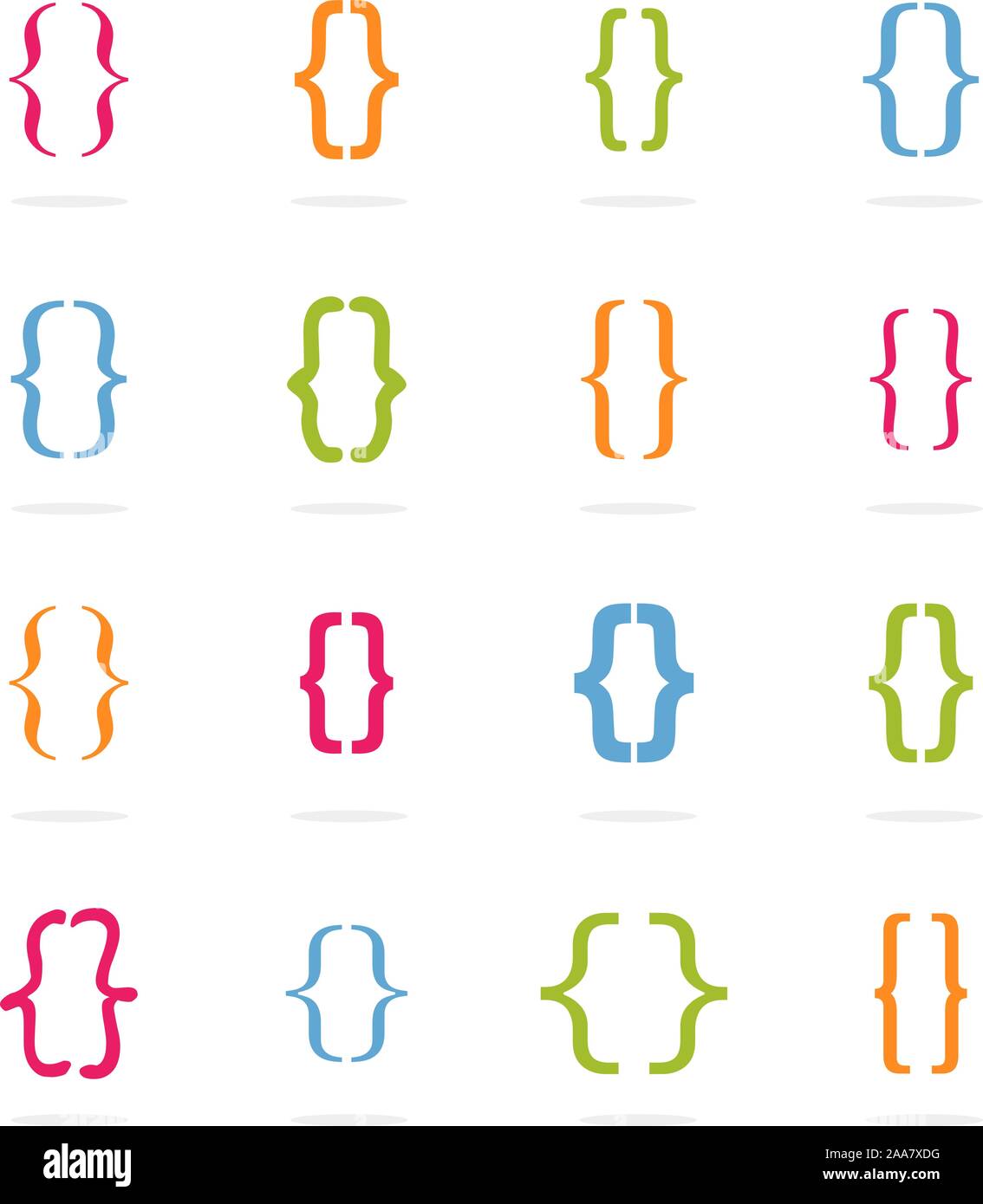 Bracket curly. Set of bracket form with various colors. Vector