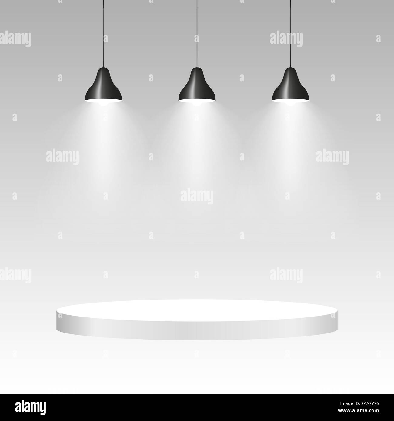 Three ceiling lamps with light. Lamp hanging background. Vector illustration Stock Vector