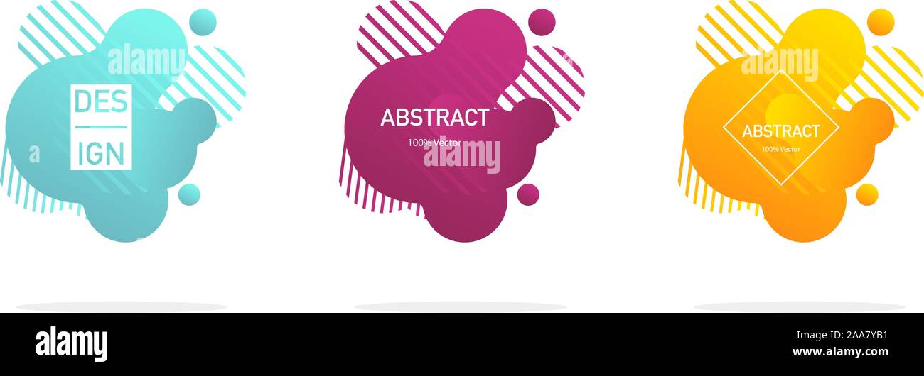 Fluid design. Abstract liquid shape. Isolated gradient geometric lines, dots. Vector illustration Stock Vector