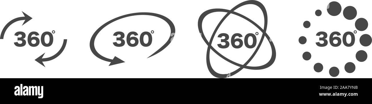 360 degree views set icon. 360 view symbol. Set of line icons. Vector illustration Stock Vector