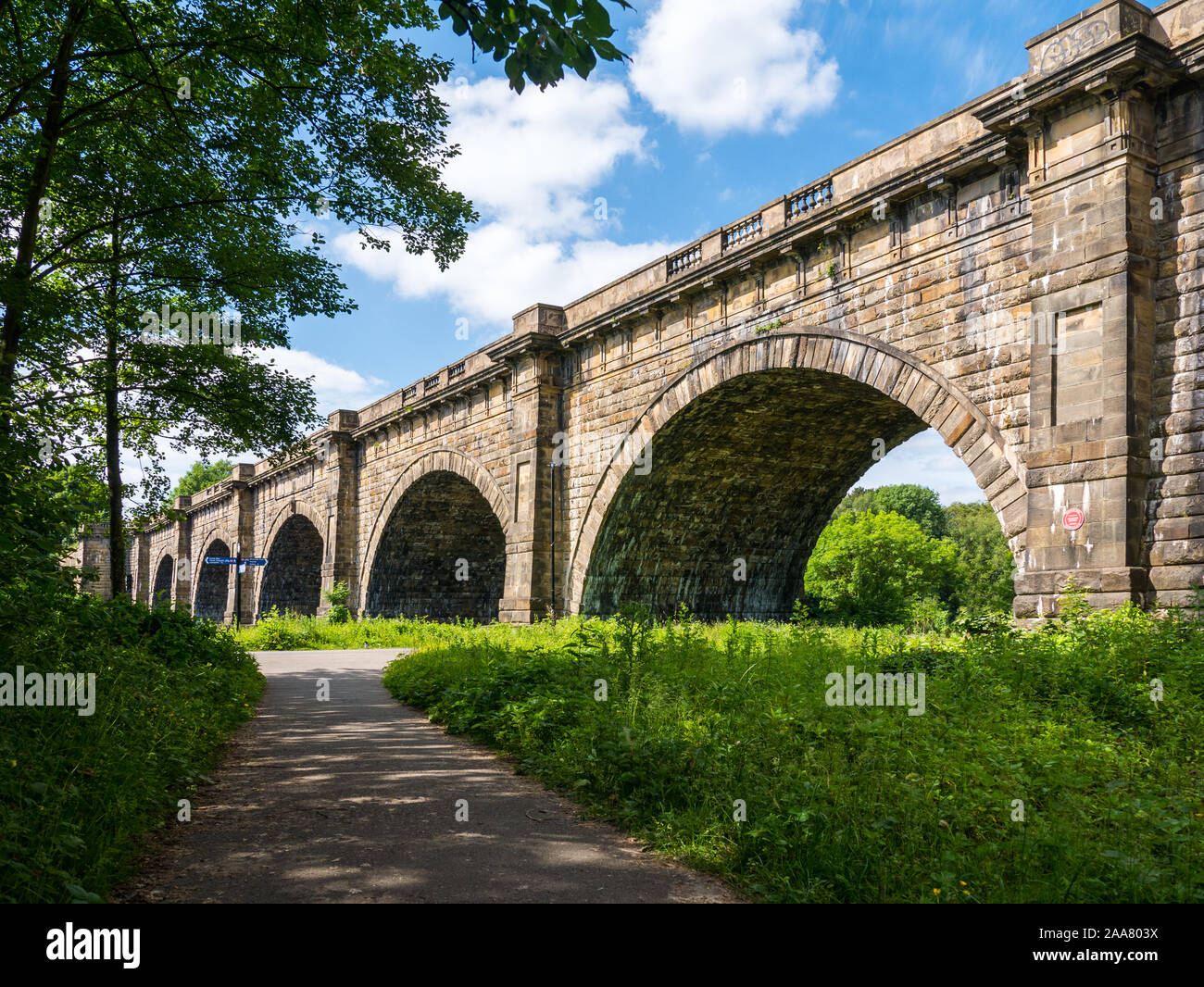 The Lune Aqueduct over the River Lune on the Lancaster Canal Stock Photo