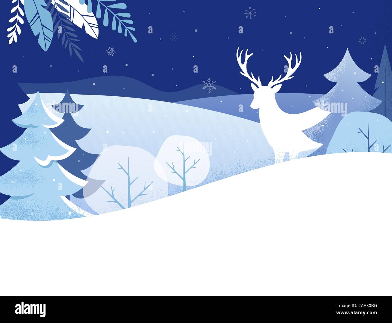 Winter Landscape Background. Christmas banner. Flat Vector Illustration ...