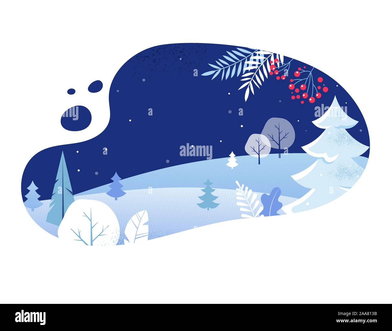 Winter Landscape Background. Christmas banner. Flat Vector Illustration ...