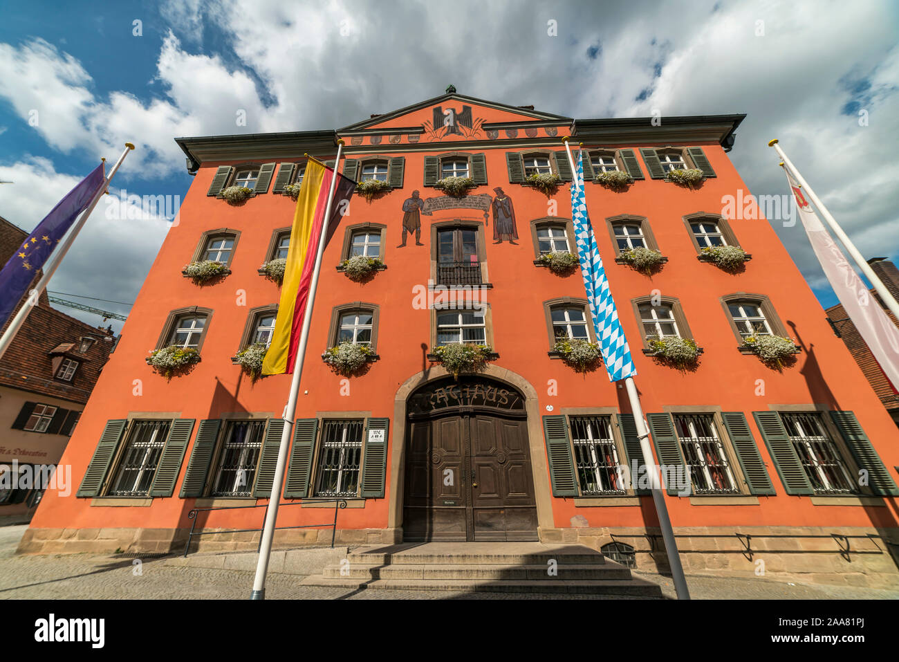 Das Rathaus von Dinkelsbühl, Mittelfranken, Bayern, Deutschland  |  Dinkelsbühl town hall, Middle Franconia, Bavaria, Germany Stock Photo