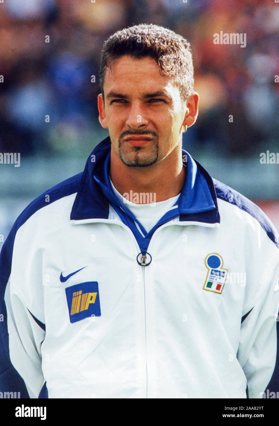 Roberto Baggio Italian football with National team Stock Roberto Baggio Italian football with National team Stock