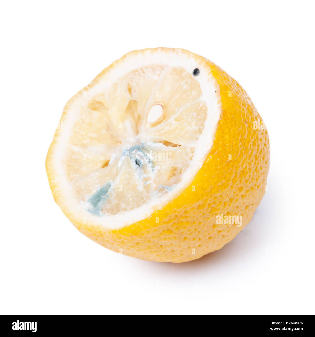 Half of rotten lemon isolated over white background Stock Photo - Alamy