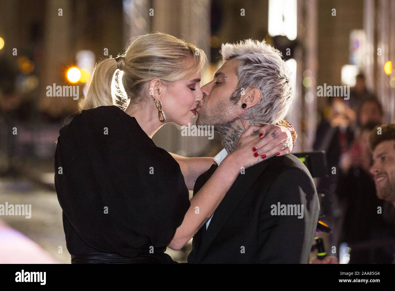 Roma, Italy. 19th Nov, 2019. Chiara Ferragni and Fedez Red carpet at