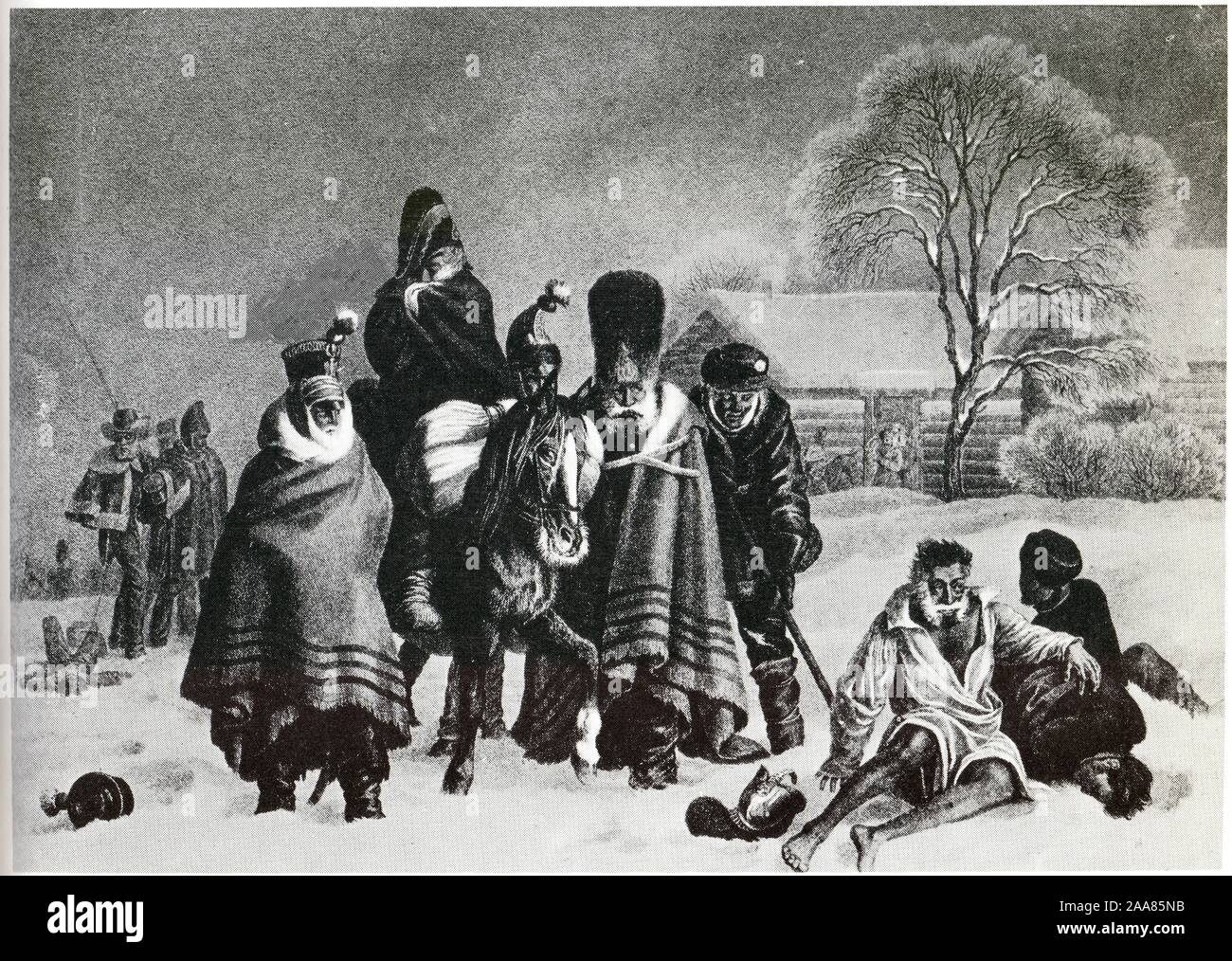Episode de la retraite de Russie.Lithographie d'après Faber du Faur Stock Photo Alamy