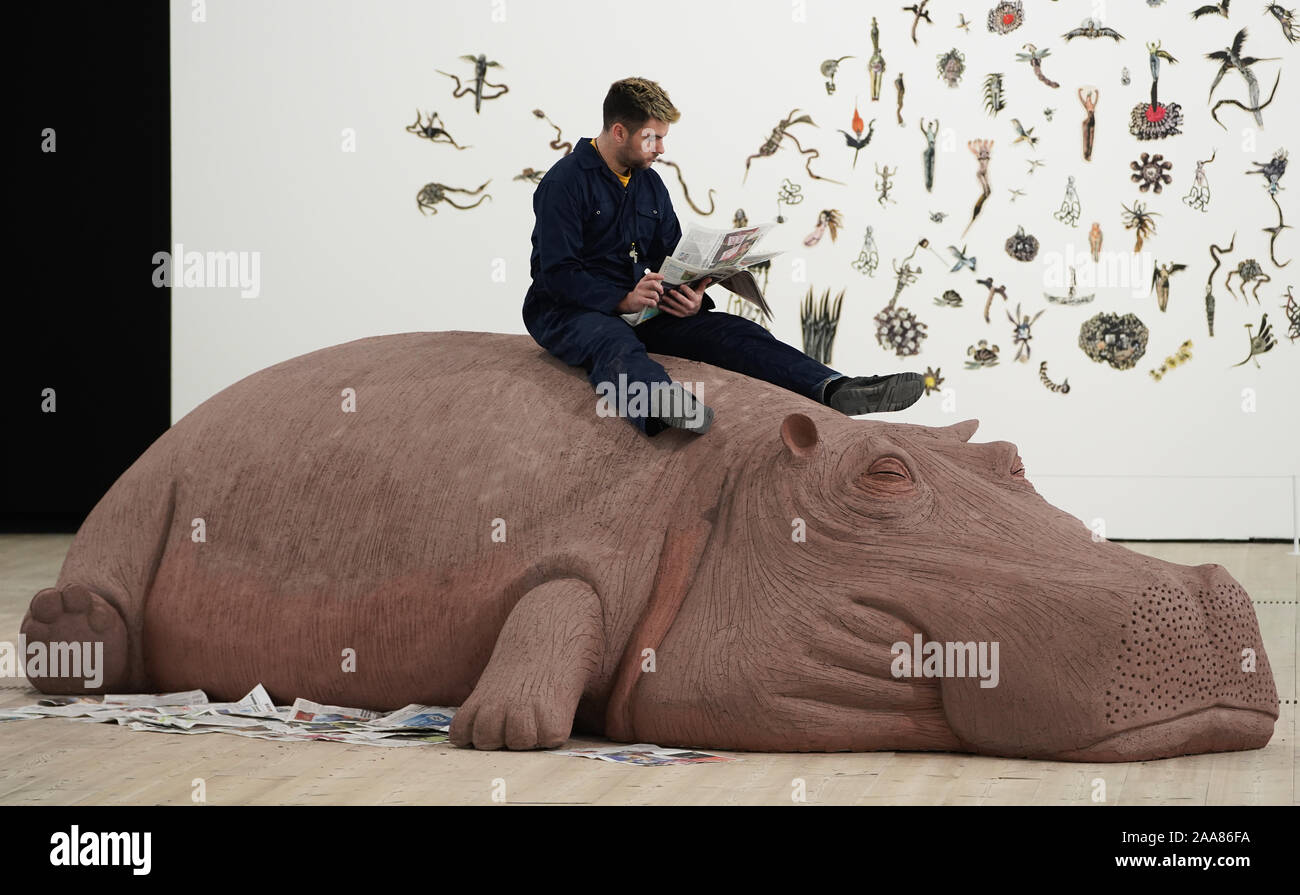 DIYthinker Hippopotamus Black and White Animal Photo Frame Exhibition Display Art Desktop Painting