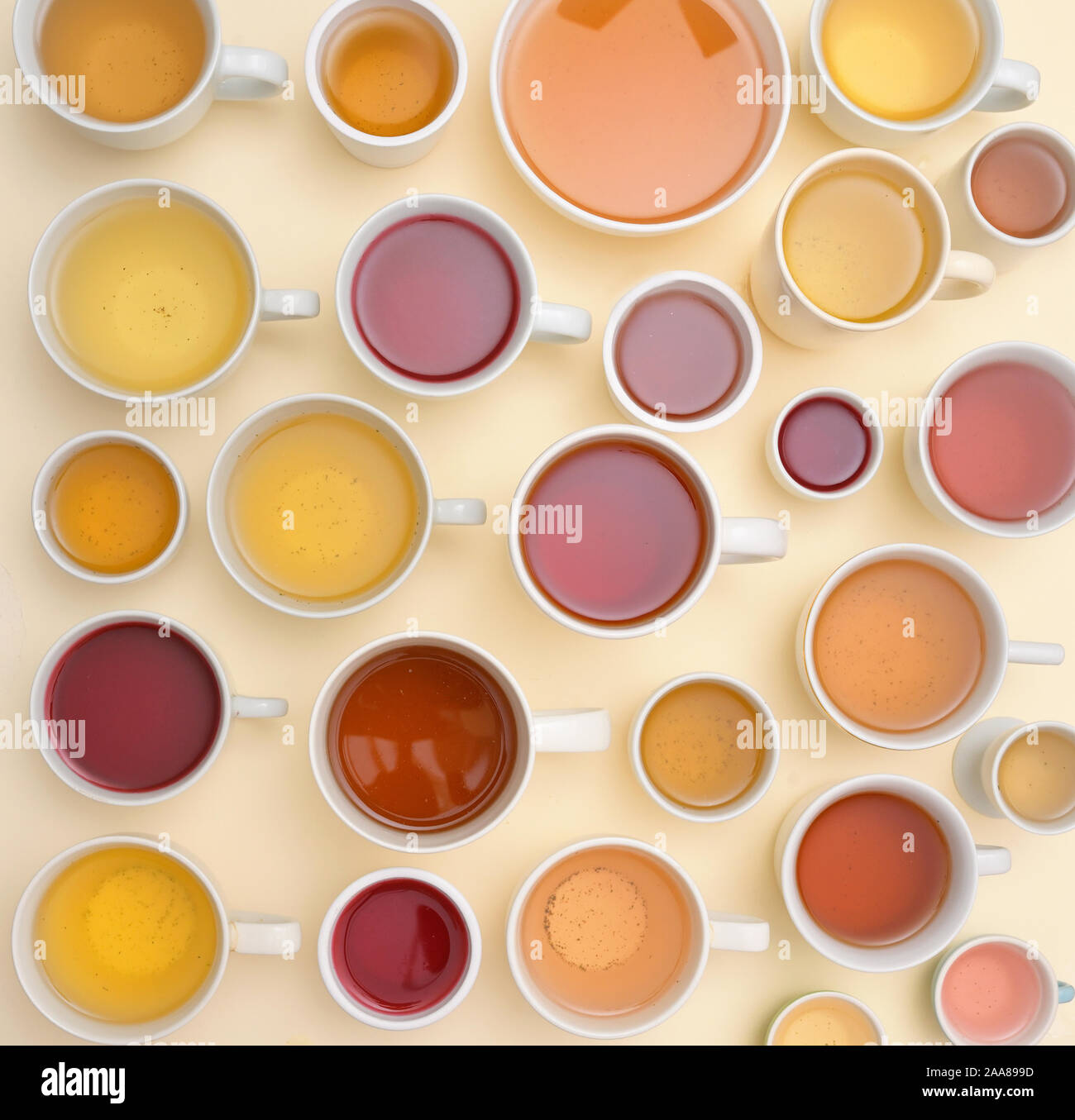 Cups With Different Types Of Tea Stock Photo Alamy