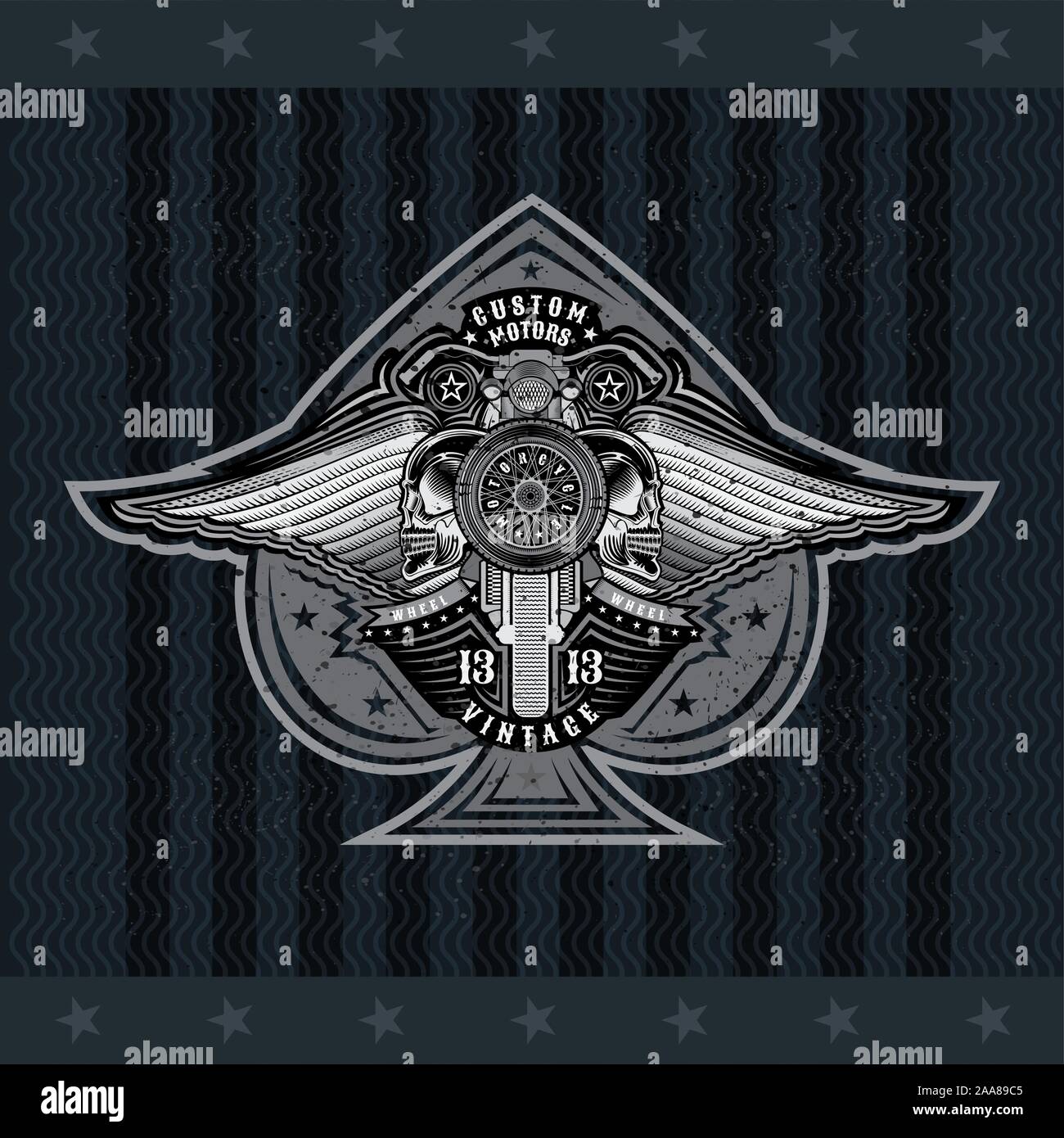 Ace of spades from motorbike wheel with motorcicle in center of spades ...
