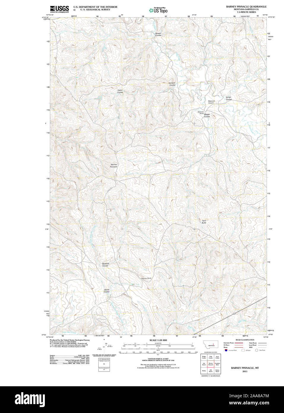 USGS TOPO Map Montana MT Barney Pinnacle 20110616 TM Restoration Stock Photo Alamy