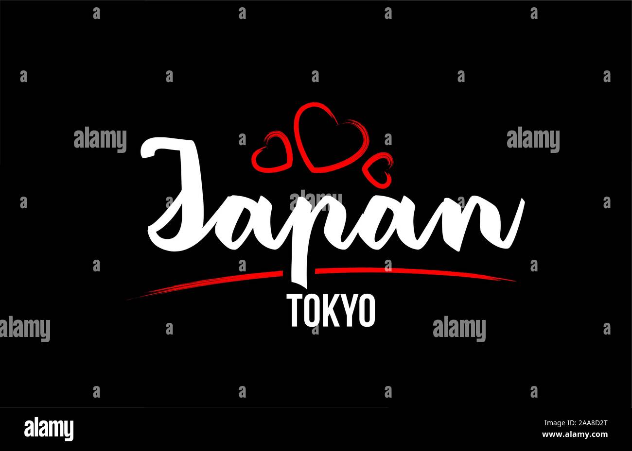 Japan Country With Red Love Heart And Its Capital Tokyo Creative