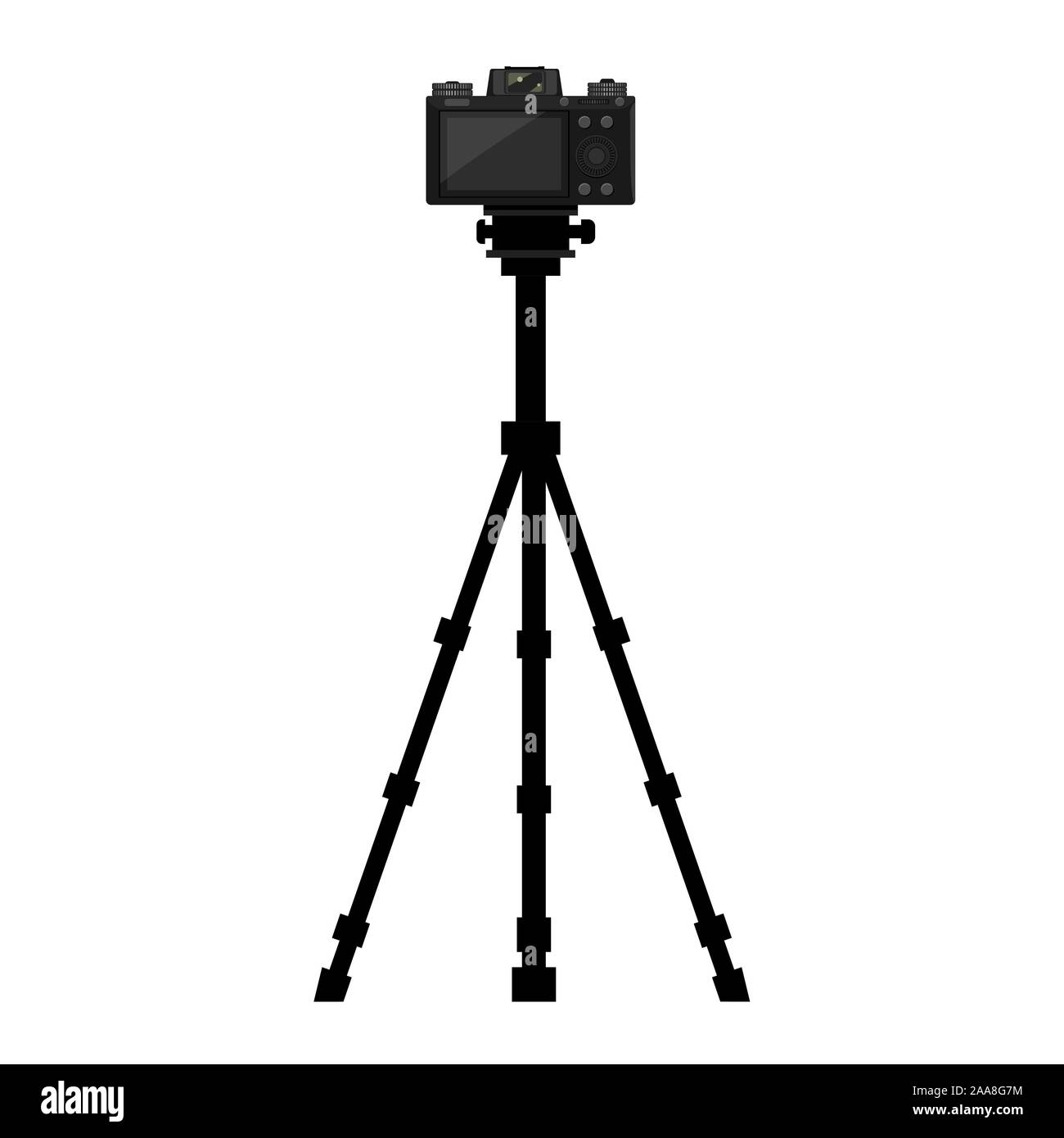 Camera on tripod with back side screen view. Vector illustration Stock  Vector Image & Art - Alamy