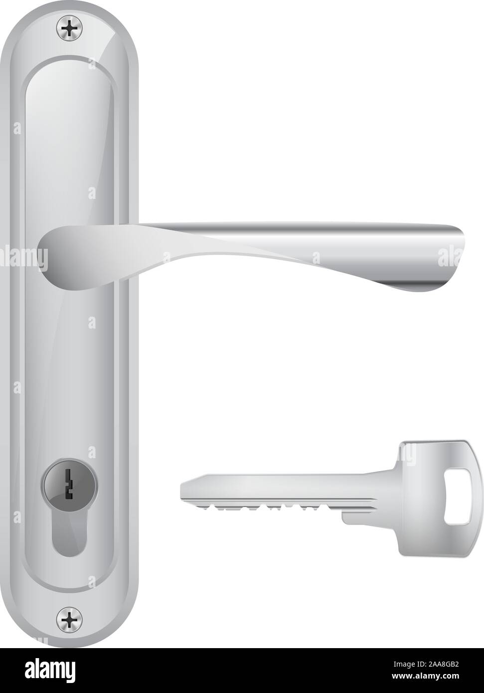 Door handle and a key Stock Vector