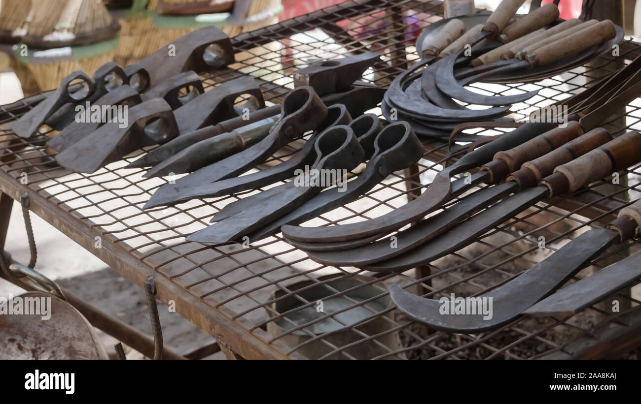 Various iron make Gardening Equipment or Agricultural tool like axe