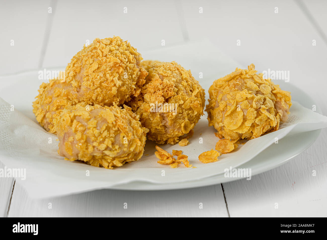 Tuna Potato Balls With Mozzarella And Cream Cheese Stock Photo