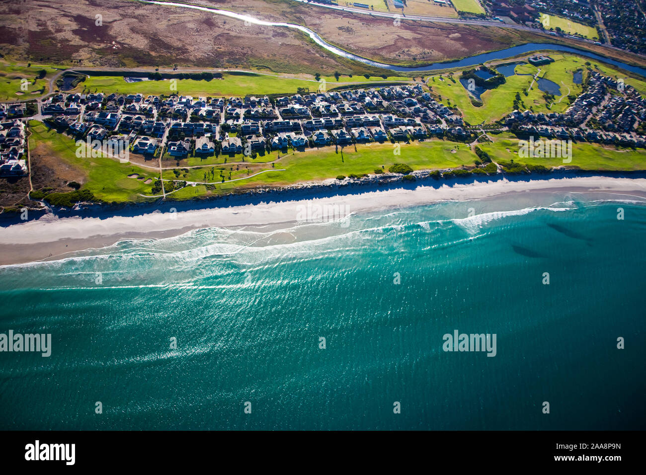 Aerial view of Milnerton Golf Club and Estate, Cape Town, South Africa Stock Photo