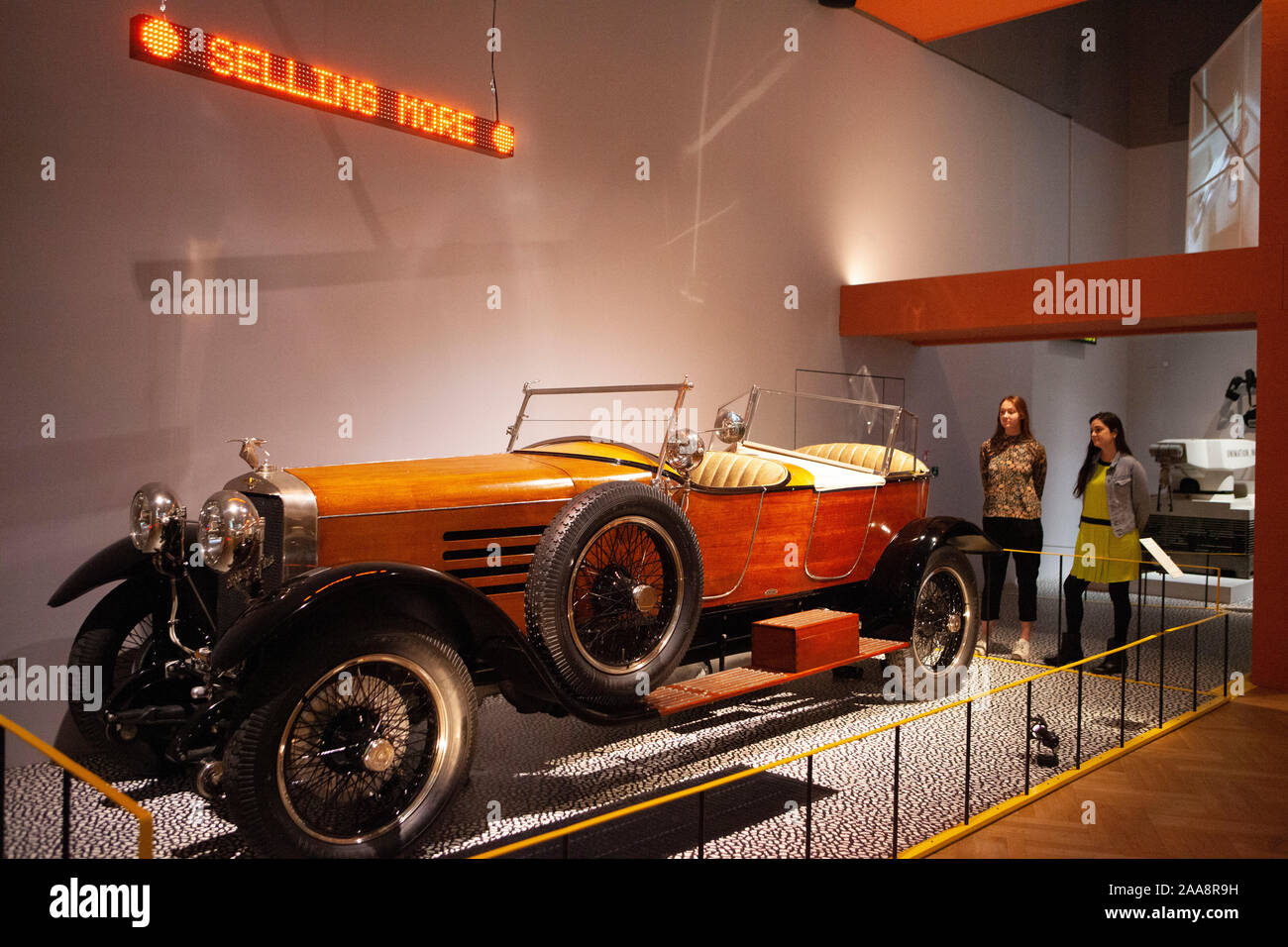 The V&A Museum in London hosts its major autumn exhibition 'Cars: Accelerating the Modern World'. The show includes this 1922 Hispano-Suiza Type H6B 'Skiff Torpedo' created for Suzanne Deutsch de la Meurthe with a hand-crafted body. Stock Photo