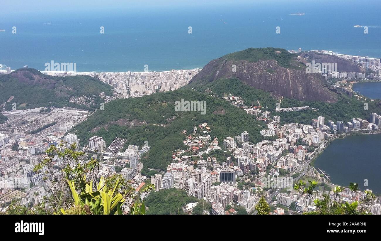 aerial view of Rio de Janeiro from the hill of Corcovado Stock Photo