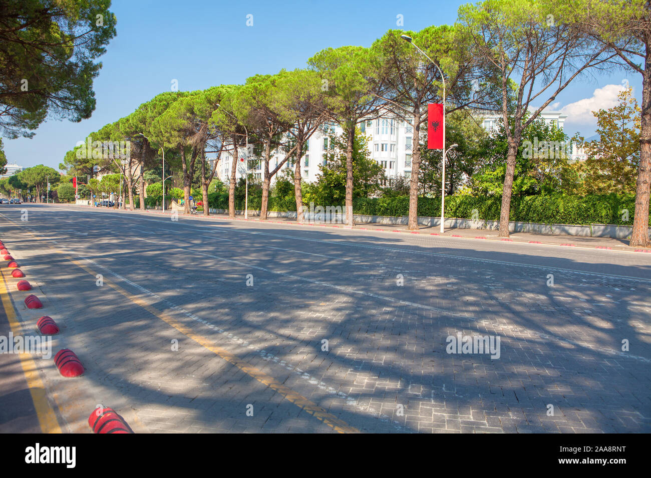 view of central street in Tirana Stock Photo