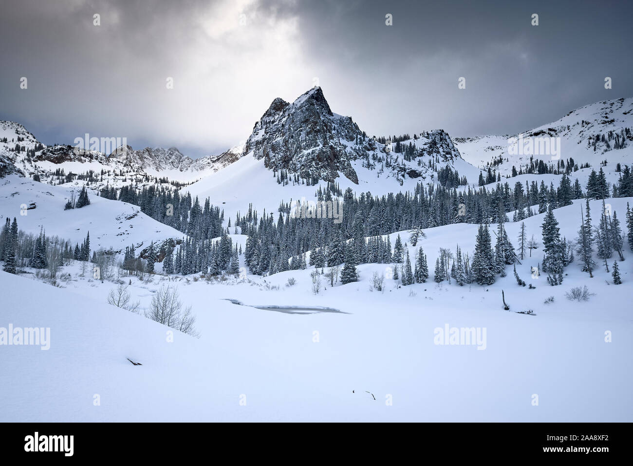 Sundial Peak and Lake Blanche in in the Wasatch Mountains, Utah, USA Stock Photo