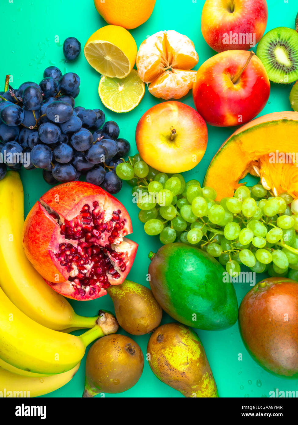Fruits and vegetables rich in antioxidants, vitamin and fiber on trendy