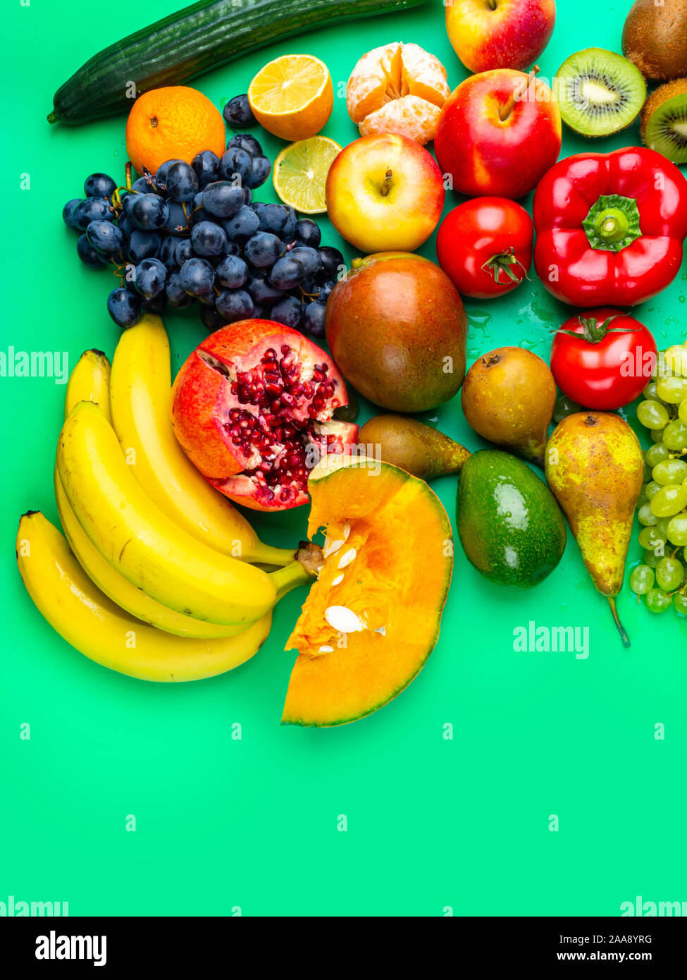 Fruits and vegetables rich in antioxidants, vitamin and fiber on trendy