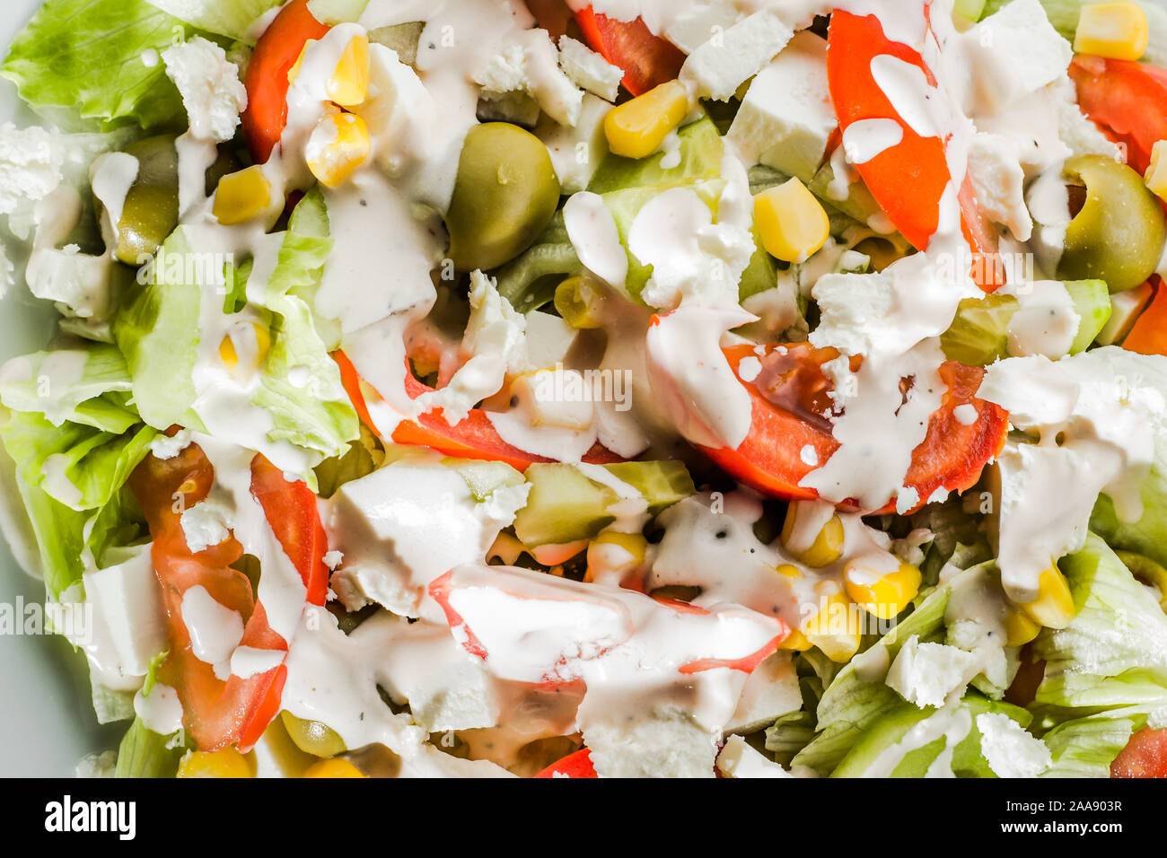 Closeup of salads texture, vegetable salad backgrounds Stock Photo - Alamy