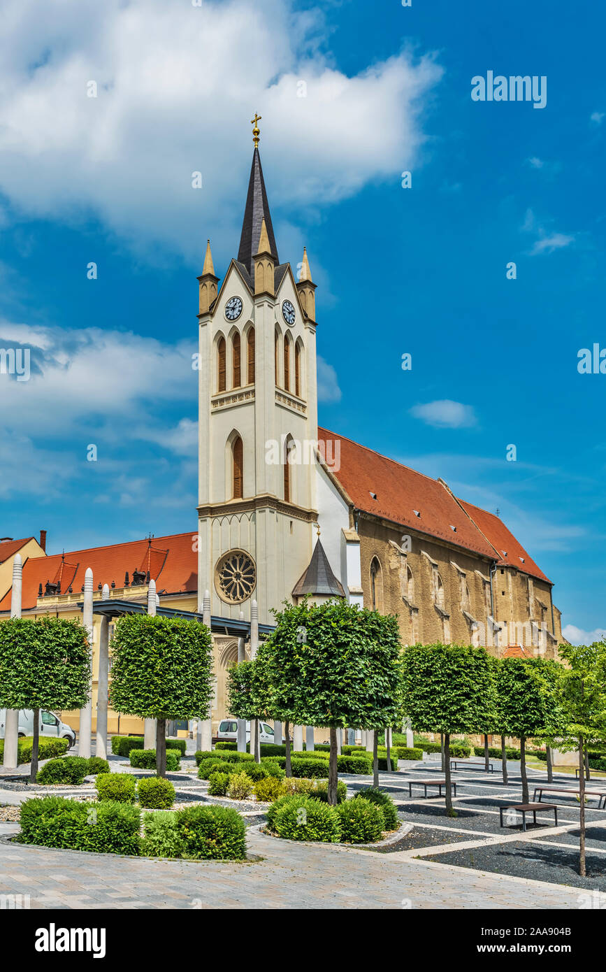 The Church of Our Lady of Hungary (Magyarok Nagyasszonya templomot) is located on the main square Fo Ter in Keszthely, Hungary, Europe Stock Photo