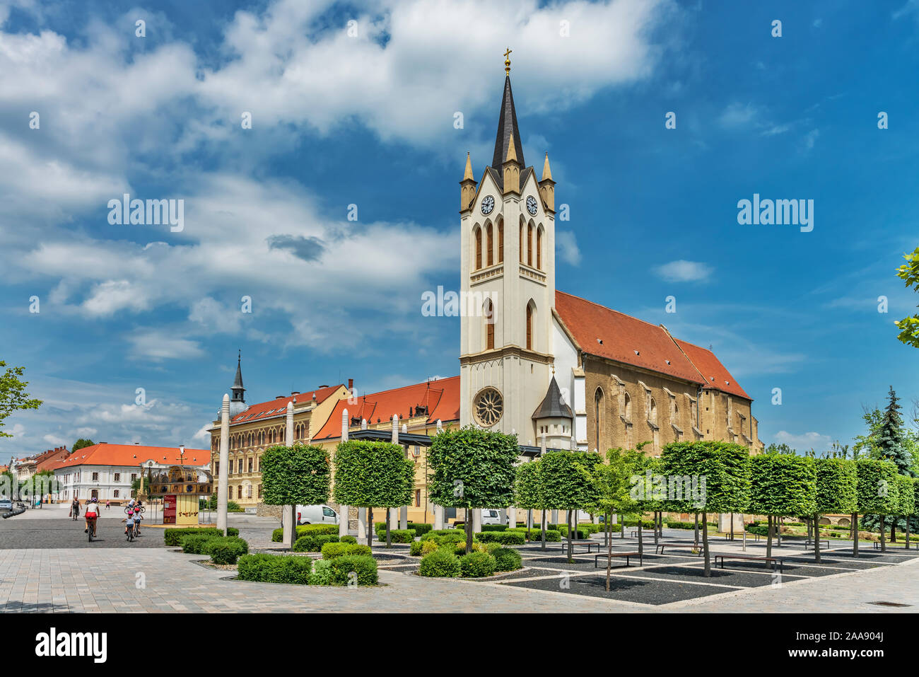 The Church of Our Lady of Hungary (Magyarok Nagyasszonya templomot) is located on the main square Fo Ter in Keszthely, Hungary, Europe Stock Photo