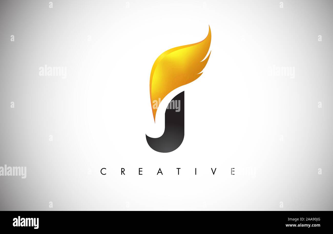 Gold J Letter Wings Logo Design Icon. Flying Wing Letter Logo with ...
