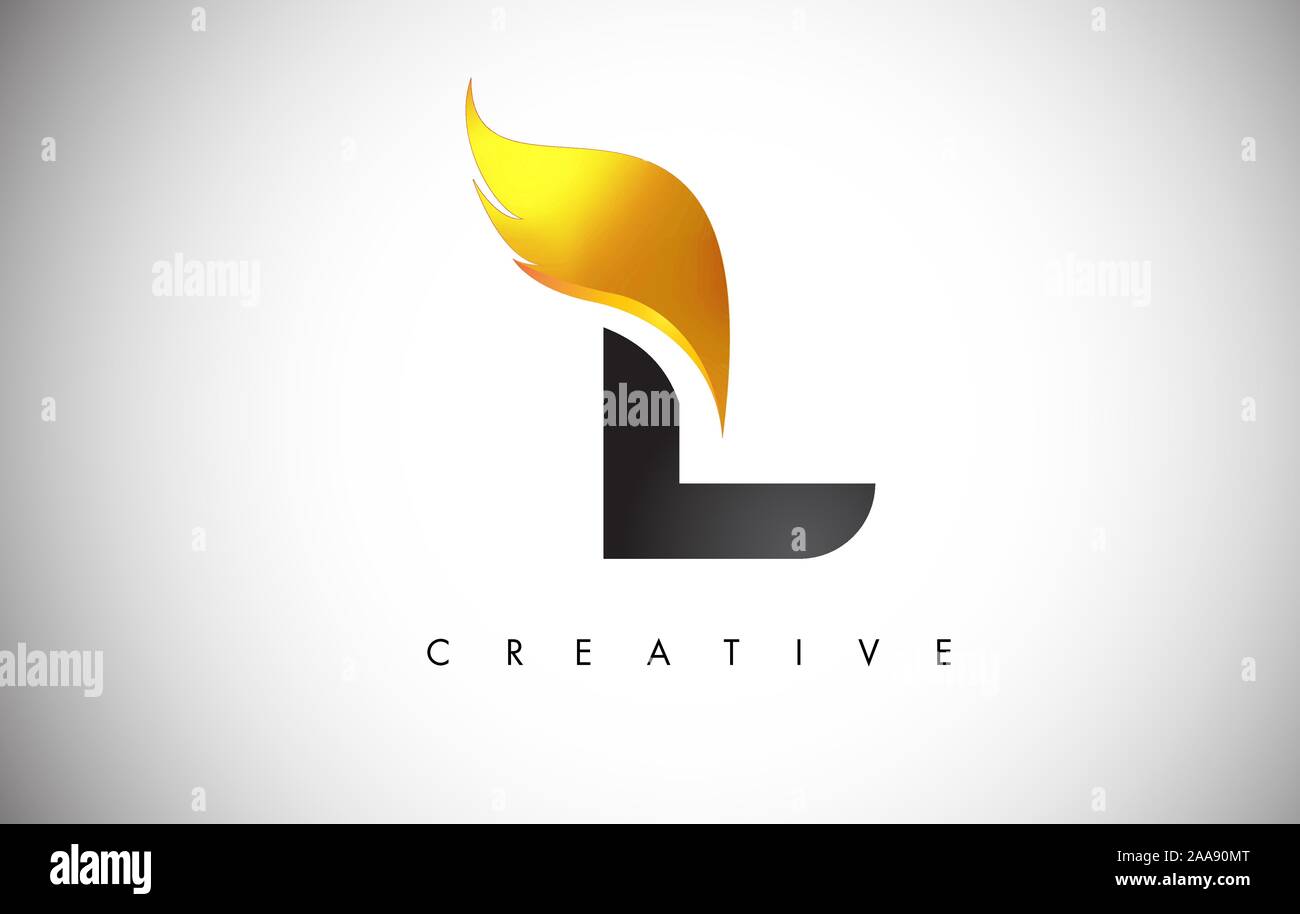 Gold L Letter Wings Logo Design Icon. Flying Wing Letter Logo with ...