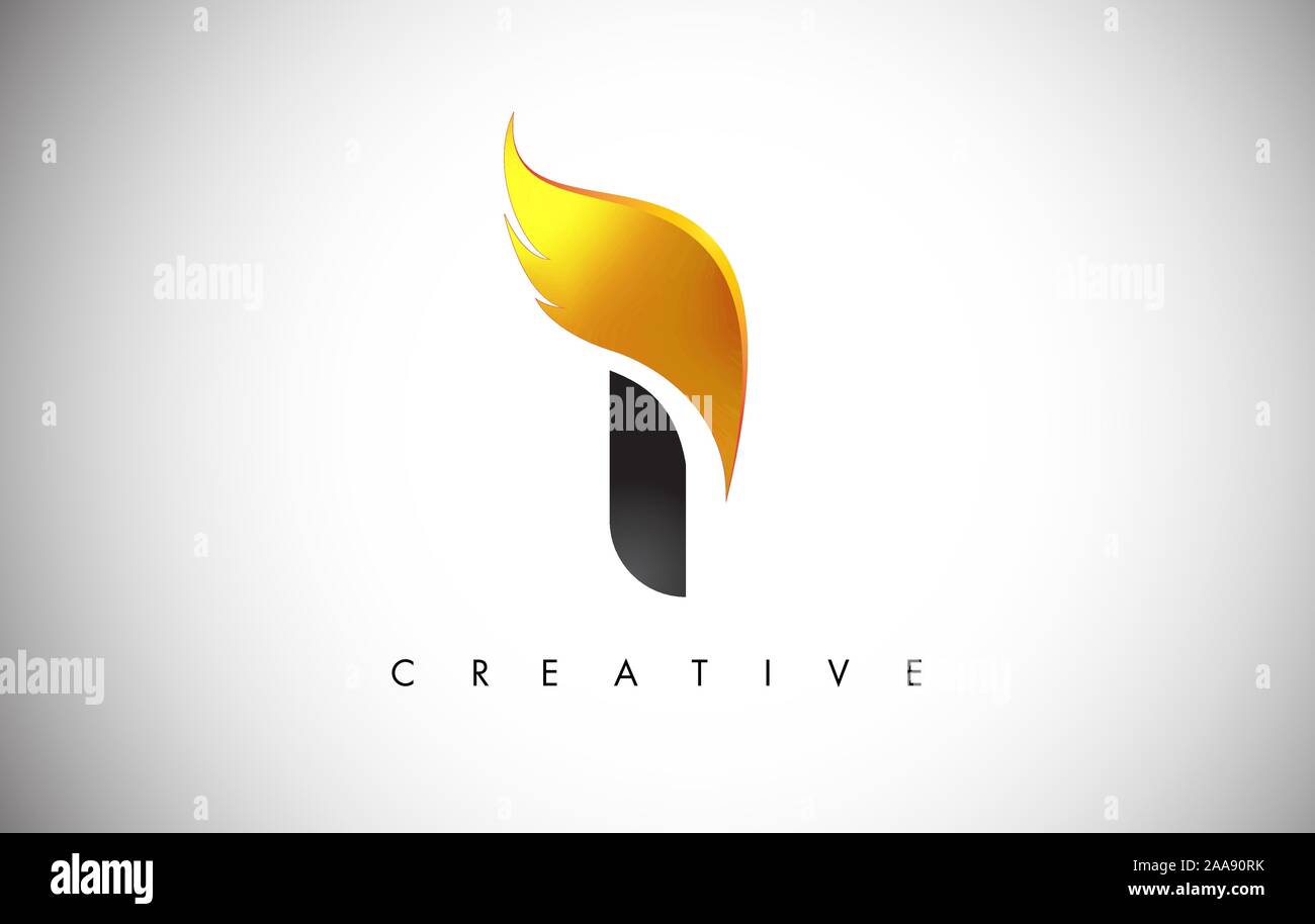 Gold I Letter Wings Logo Design Icon. Flying Wing Letter Logo with ...