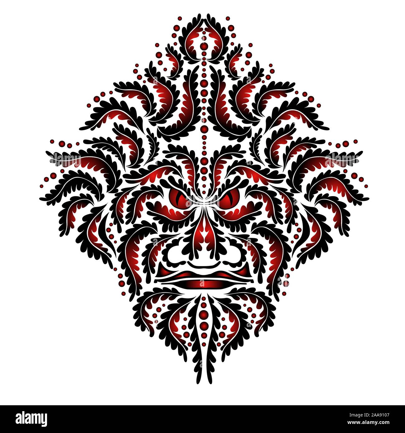 Beast Demon Spirit Red Face Tribal Tattoo Stock Vector Image Art Alamy