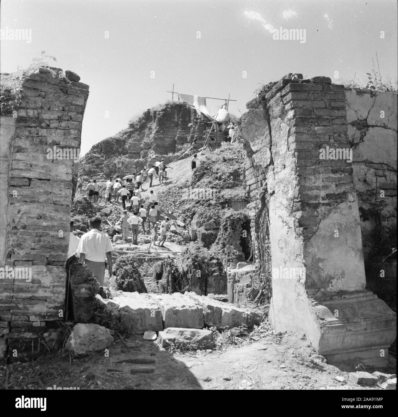 Ayutthaya Historical Park while being restored by the Leader with donation from PM Unu of Burma as shown in this set of photographs taken on 7Oct 1956 Stock Photo