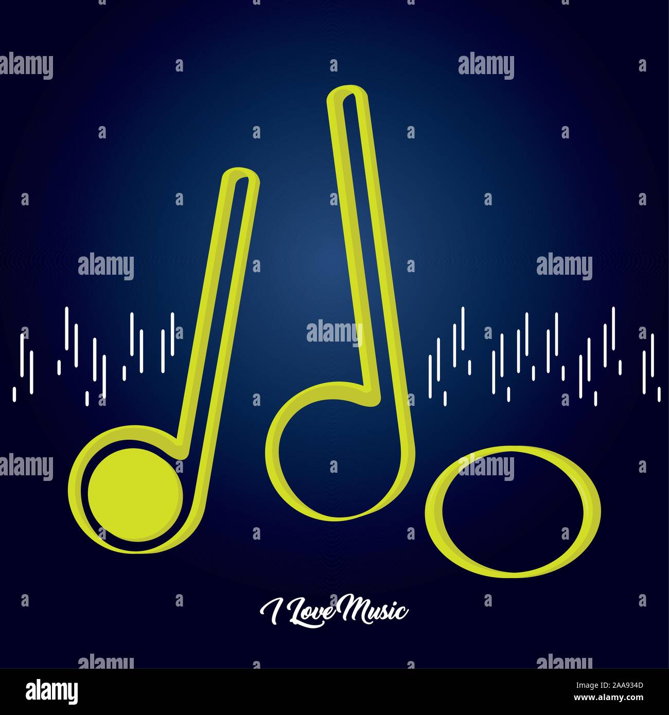 Set of musical notes over a colored background - Vector Stock Vector